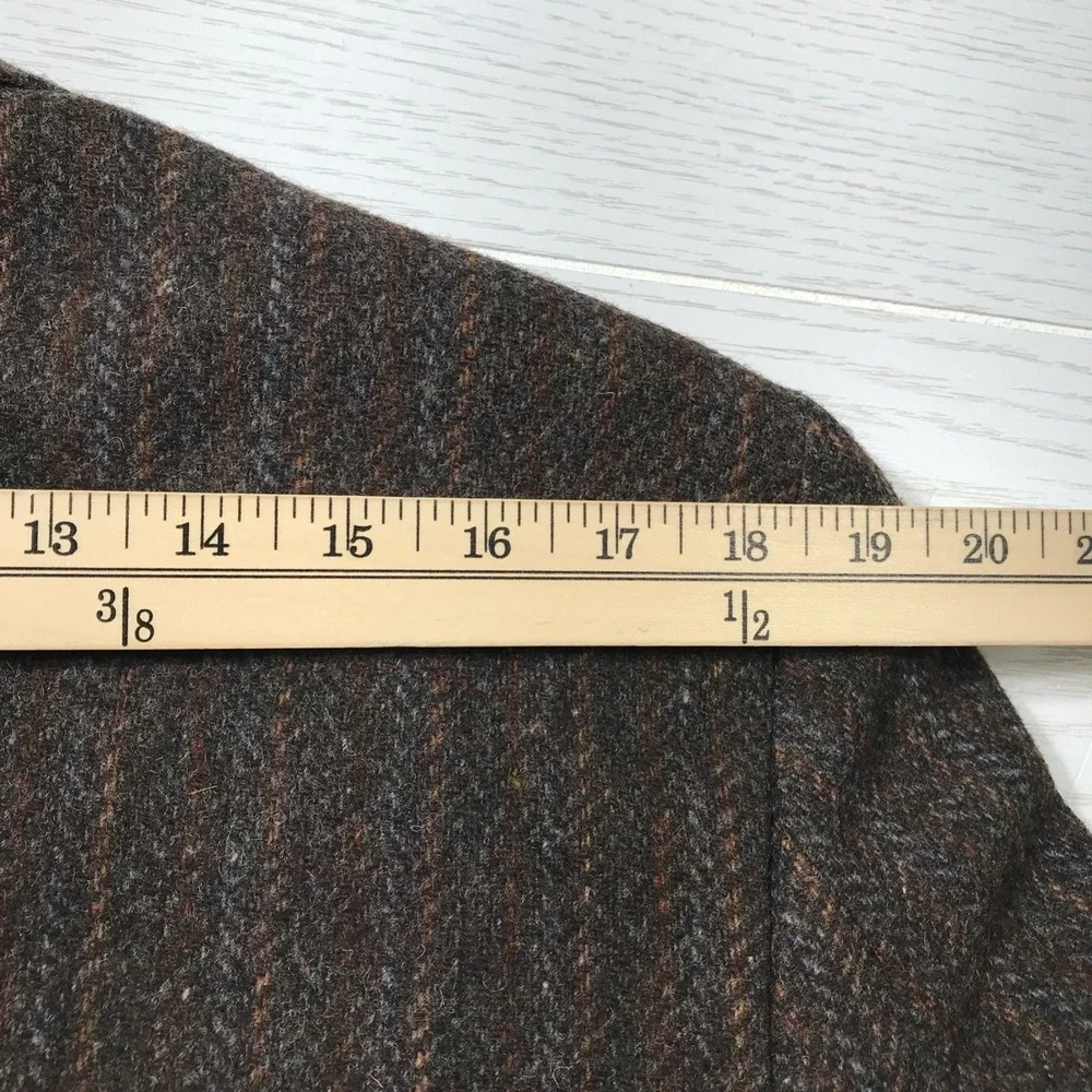 Vintage 80s Haggar Wool Blazer Sport Coat Men 42L Brown Herringbone Academia Dad